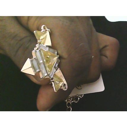 Gold Tone Crystal Glass Spike Necklace