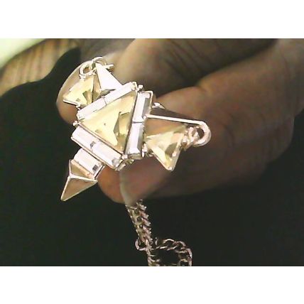 Gold Tone Crystal Glass Spike Necklace