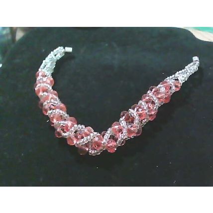 Shiny White Red Crystal Weave Tube Magnetic Bracelet