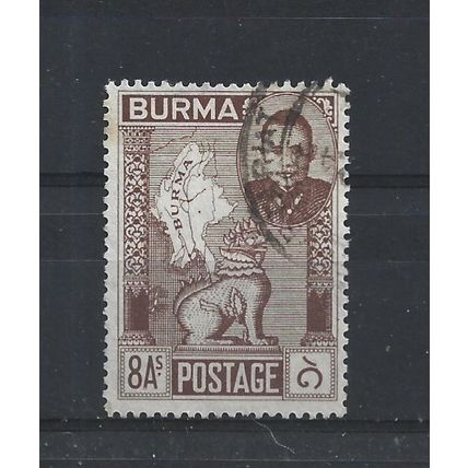Burma.SG87 8a Gen.Aung San,Chinthe and Map of Burma (Brown).Fine Used.Jul25a