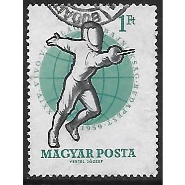 Mi 1606 A: 1 Ft. bi-coloured World Fencing Championships, Budapest, perf. 12