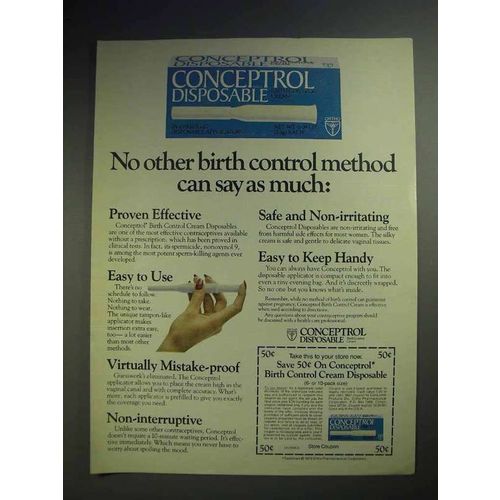 1980 Conceptrol Disposable Birth Control Ad