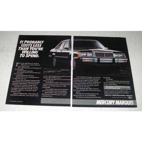 1984 Mercury Marquis Ad - Probably Costs Less