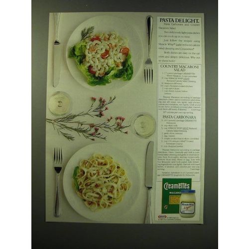 1987 Creamettes Macaroni and Kraft Miracle Whip light Mayonaisse Ad