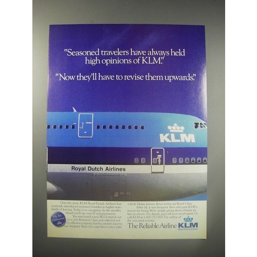 1990 KLM Airline Ad - Seasoned travelers have always held high opinions of KLM.