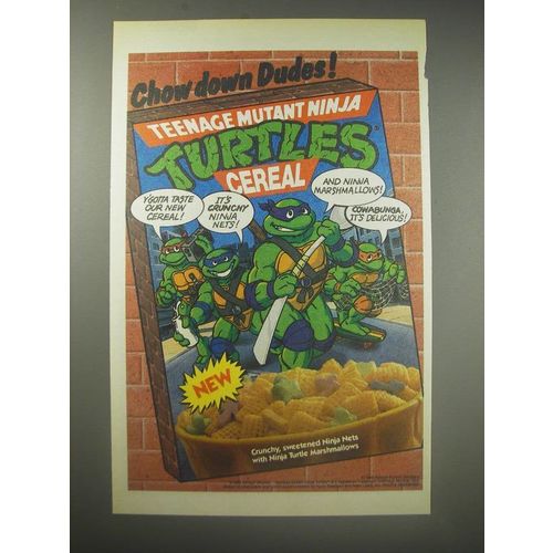 1990 Ralston Teenage Mutant Ninja Turtles Cereal Ad - Chow down dudes!
