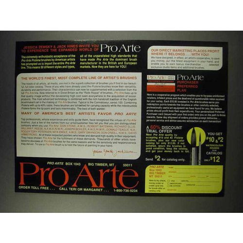 1991 ProArte Brushes Ad - Jessica Zemsky & Jack Hines invite you to Experience