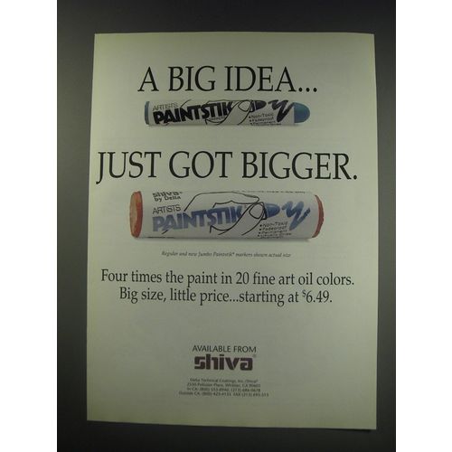 1991 Delta Shiva Jumbo Artists Paintstik Ad - A Big idea Just got bigger
