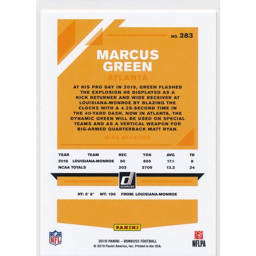 2019 Donruss Football Base 283 Marcus Green RC Atlanta Falcons