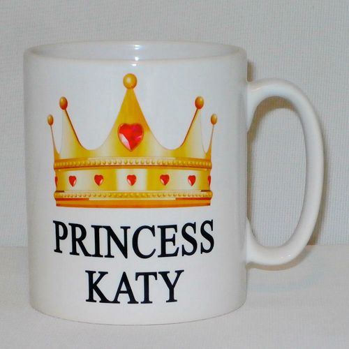 Princess ANY NAME Gold Crown Heart Mug PERSONALISED Great Daughter Sister Gift