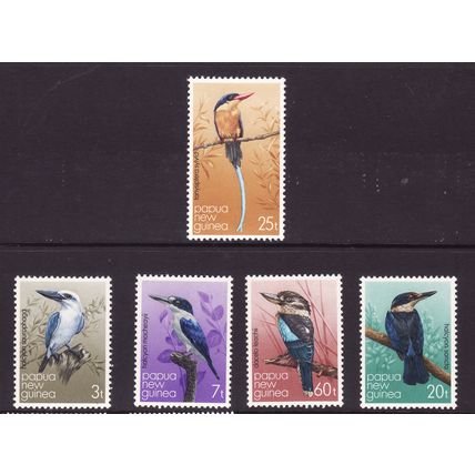 PAPUA NEW GUINEA 1981 BIRDS KINGFISHERS SET 5 VALS U/M MINT #2