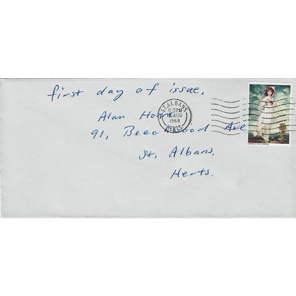 GB 1968 British Paintings 1s single stamp FDC St Albans pm
