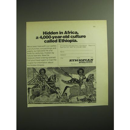 1974 Ethiopian Airlines Ad - Hidden in Africa, a 4,000-year-old culture