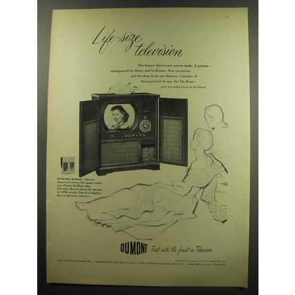 1949 Du Mont Bradford Television Ad - Life-size Television