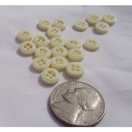 RR20 20 Small Off White Shirt Buttons 9mm 4 Holes Resin Crafting Sewing