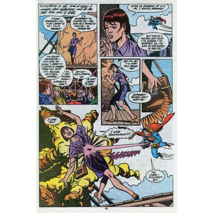 Superboy #7 p15 (1990) Mooney /Templeton Half-Splash Superboy Lasers Babe Signed