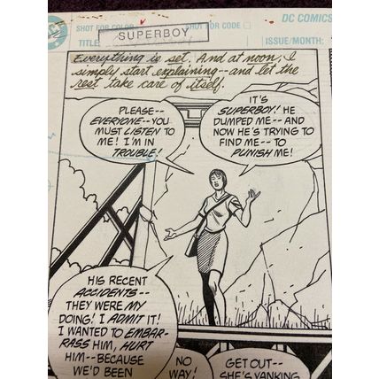 Superboy #7 p15 (1990) Mooney /Templeton Half-Splash Superboy Lasers Babe Signed