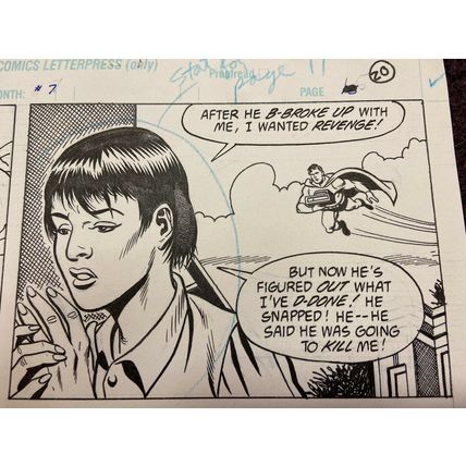 Superboy #7 p15 (1990) Mooney /Templeton Half-Splash Superboy Lasers Babe Signed