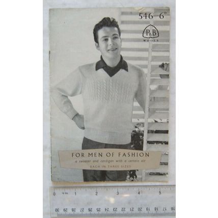Vintage: P&B 546 Men's sweater and cardigan, DK & 4 ply