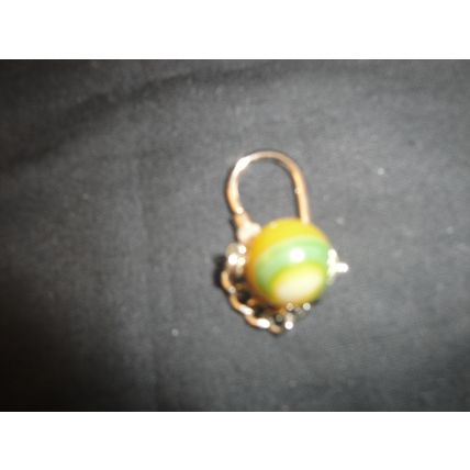 Fab 16mm yellow green white agate globe carabiner keyring