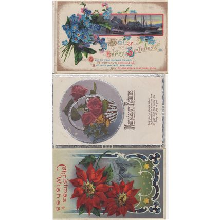 North Walsham Norfolk 3x Greeting incl Ship WW1 Postcard s