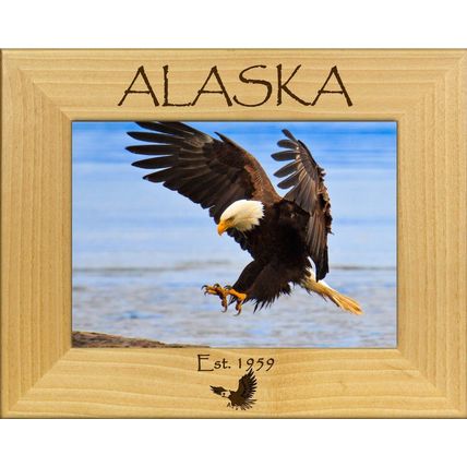 Alaska Est. 1959 Laser Engraved Wood Picture Frame Landscape (3 x 5)