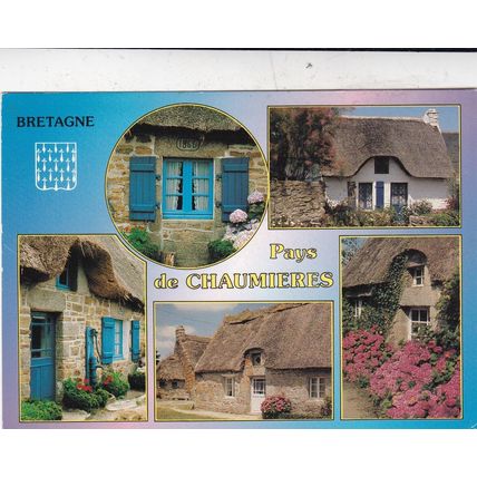 Pays de Chaumieres Bretagne France Multiview Postcard posted 1992 crease