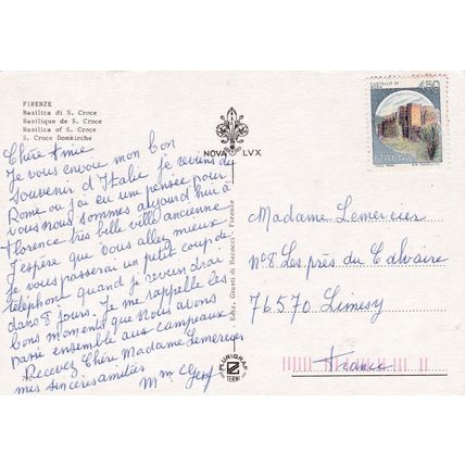 Firenze Basilica S Croce Italy Postcard posted VGC