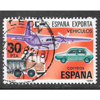 SPAIN 1981 TRANSPORT VEHICLES CAR LORRY AIRPLANE EXPORTS USED