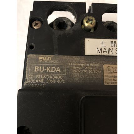 FUJI BU-KDA3400 400A,Fuji BU-KDA 400A CIRCUIT BREAKER 400AMP 3P,240VAC,TRIP,CW