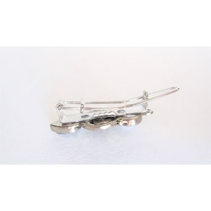 Set of 2 small white stone gray crystal metal hair barrette clip for fine thin