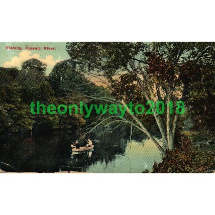 Fishing, Passaic River, New Jersey, USA, Postcard