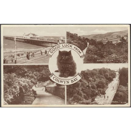 Good Luck from Colwyn Bay, Denbighshire, 1957 - Valentine's Postcard