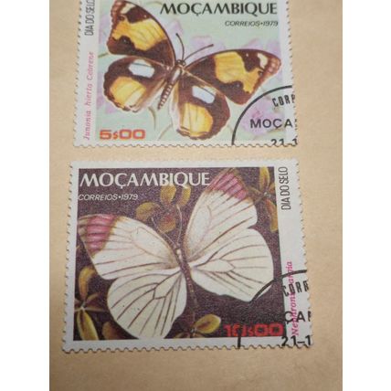 1979 Mozambique Yvert No. 744-45 and 747-49 Stamps Fauna Butterflies ULH 5 pcs.