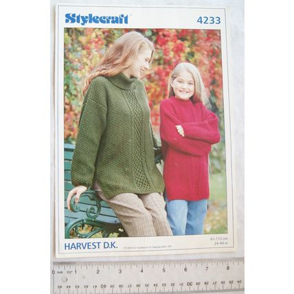 Vintage: Stylecraft 4233 sweater, Harvest DK, 24-44 inch, 61-122 cm