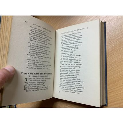 1920 "FIVE MINUTE RECITATIONS IN POEMS & PROSE" ANTIQUE HARDBACK BOOK (P3)