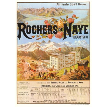 Rochers De Naye Sur Montreux Train Timetable Swiss Poster Postcard