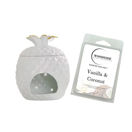 Woodside Home Living Pineapple Shaped Wax Melt Burner With Vanilla & Coconut