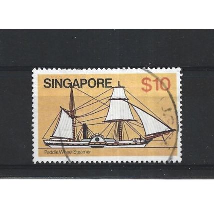 Singapore.SG376 $10 Braganza (paddle-steamer).Fine Used.Jun25a