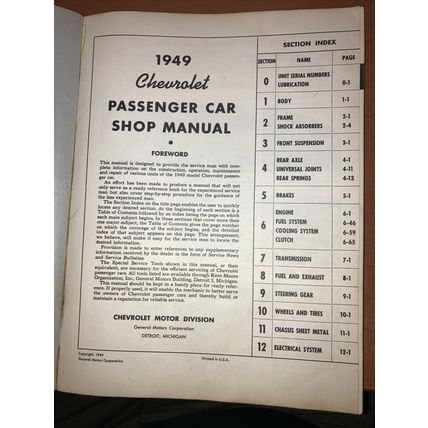 1949 Chevrolet Shop Manual Beach City Chevrolet Long Beach California