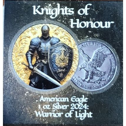 1 Oz Silver Collectible 2024 Knights of Honor American Eagle Warrior of Light