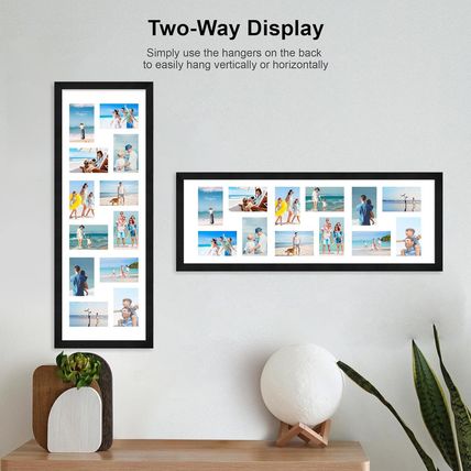 12X36 Picture Frame 2 Packs, Real Glass and Rustic Black Wood Frame, Display Col