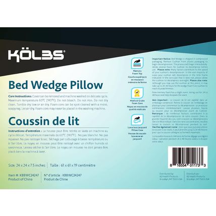Kolbs Bed Wedge Pillow for Sleep Apnea, Sleeping Comfort, Relaxing, Acid Reflux,