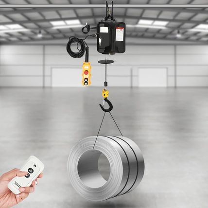 3-In-1 Electric Hoist Winch, 1100Lbs 1500W Portable Electric Hoist Crane 25Ft Li