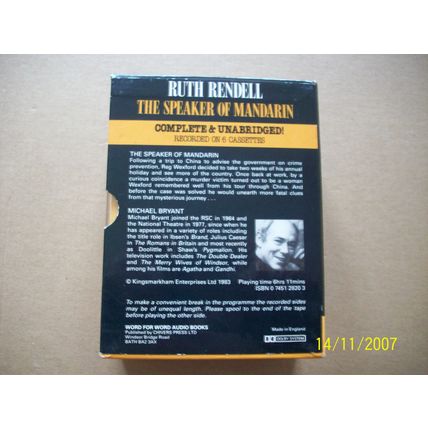 Ruth Rendell-The Speaker of Mandarin-Complete & Unabridged 6 Audio cassettes