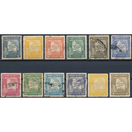 Map: 12 Values - Bolivia 1935 - NM H & FH - MiNr 230/8 & 241/3