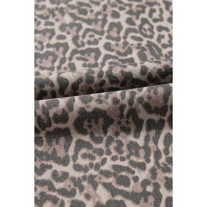 Brown Leopard Frayed Edge Wide Leg High Waist Jeans