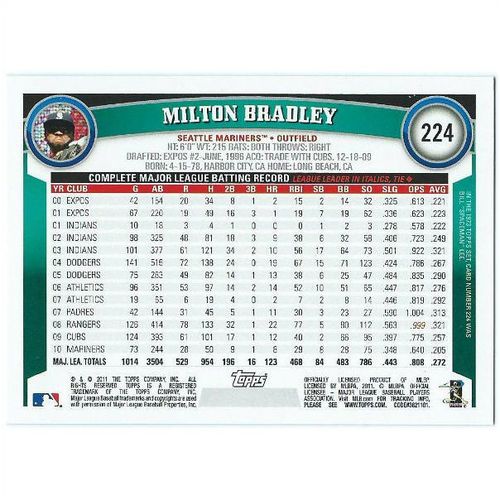2011 Topps Wal Mart Black Border - #224 - Milton Bradley