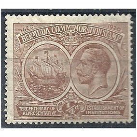 Bermuda 1920 SG59 1/4d Brown Mounted Mint . .