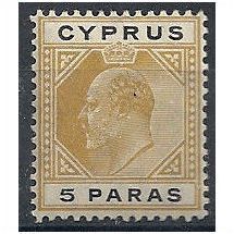 Cyprus 1908 SG60 5 paras Bistre & Black Mounted Mint . .